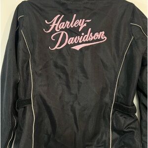 Harley Davidson light jacket with pink embroidered lettering sz L